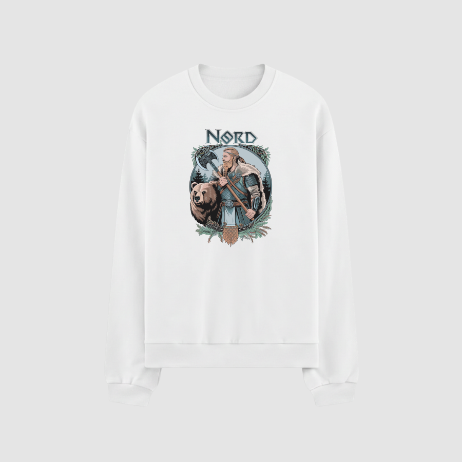 Sweatshirt Oversize Premium Erkek Beyaz